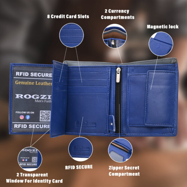 Men's Kingdom Leather Wallet (Blue) | RFID