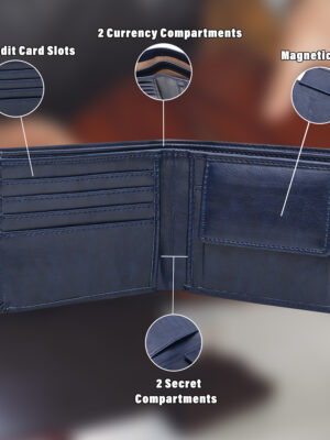 Classic Men's Leather Wallet (Dark Blue)