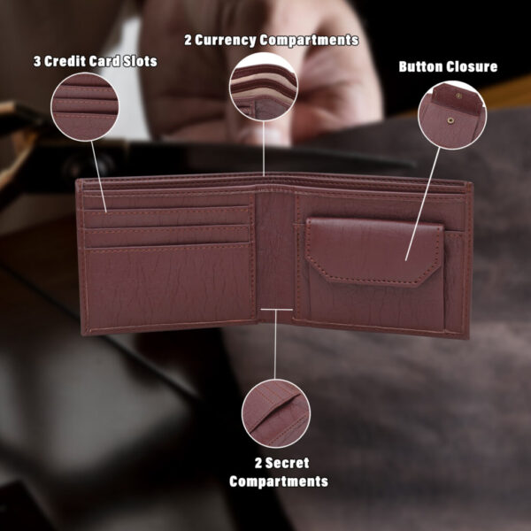 Regal Faux Leather Wallet (Red Wine) | RFID - Image 2